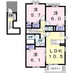 クック　Ⅲ 201【間取図】 999999 (徳島_021251402_201角_(仮）北島田町1丁目アパート・B_コッティB1N-3.jpg)