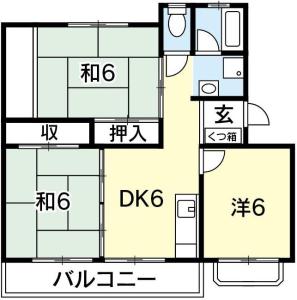 コスモハイツ 304【間取図】 999999 (コスモハイツ B'type　.JPG)