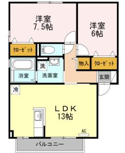 グランシャリオD棟 201【間取図】 999999 (グランシャリオD201.jpg)
