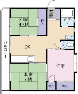 平野マンション 405【間取図】 999999 (平野マンション3DK.jpg)