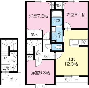 プロヌーブ吉野本町Ⅰ 203【間取図】 020101 (プロヌーブ中吉野本町ⅠB'.jpg)